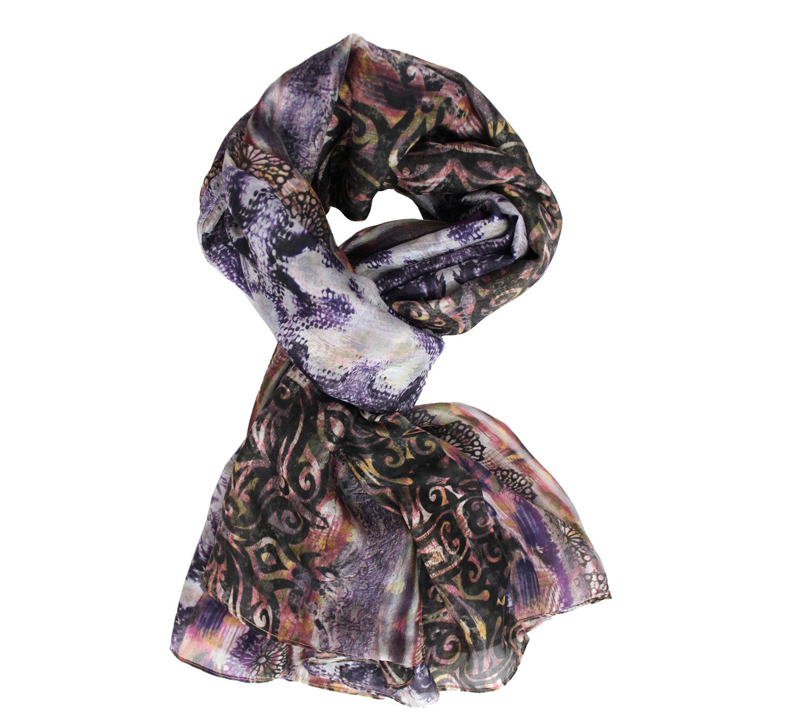 Patterned Fashion Silk Scarf - Image 4