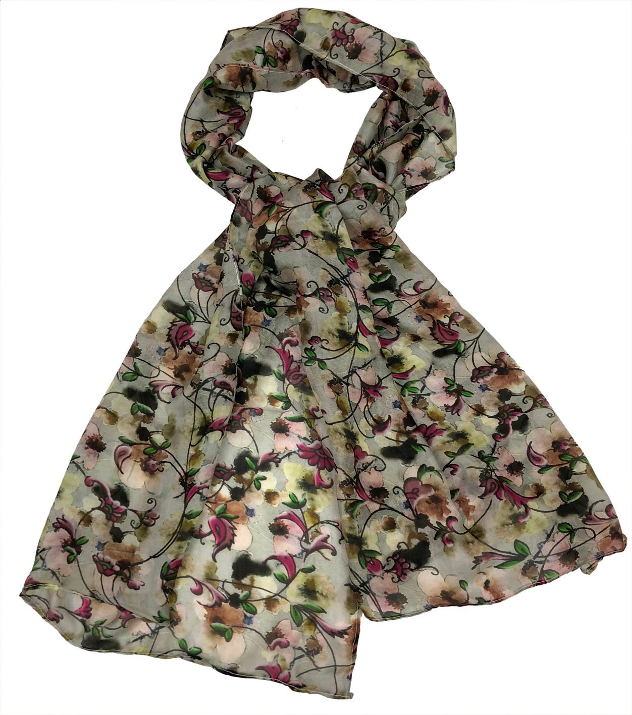 Floral motif Print Silk Scarf - Image 2
