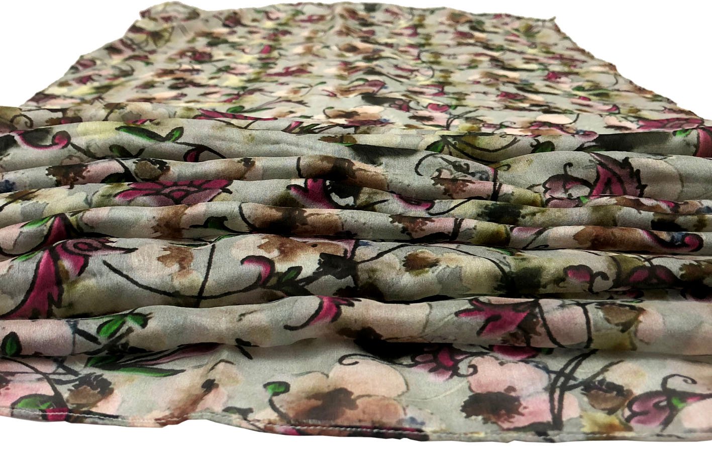 Floral motif Print Silk Scarf - Image 3
