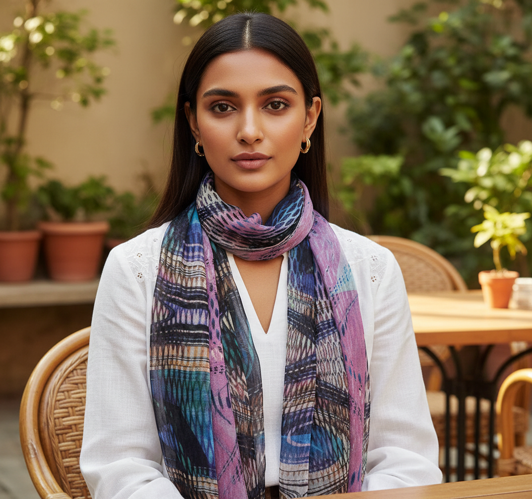 Peacock feather print scarf