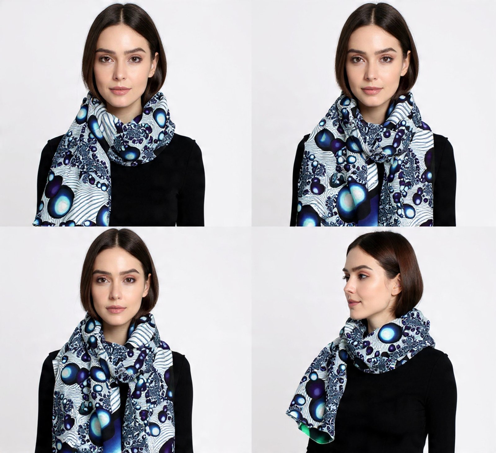 Silk scarf - Fractal ball moon digital print - Image 4
