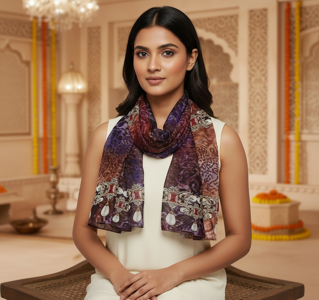 Elegant patterned silk scarf - Image 2