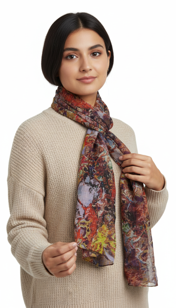 Multicolor Abstract Pattern Soft Modal Neck Scarf - Digital print -Dtexshop