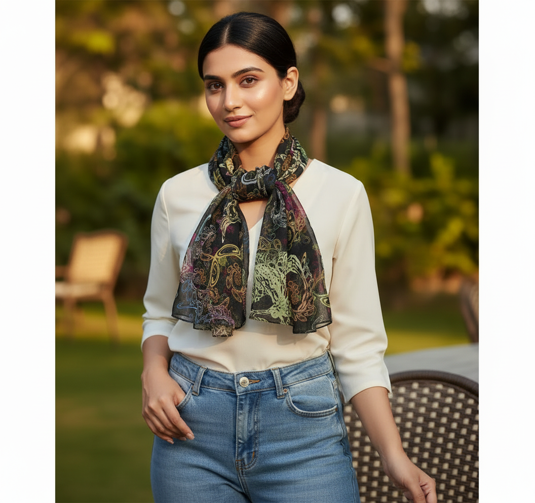 Colorful Printed runway Modal Scarf - Image 4