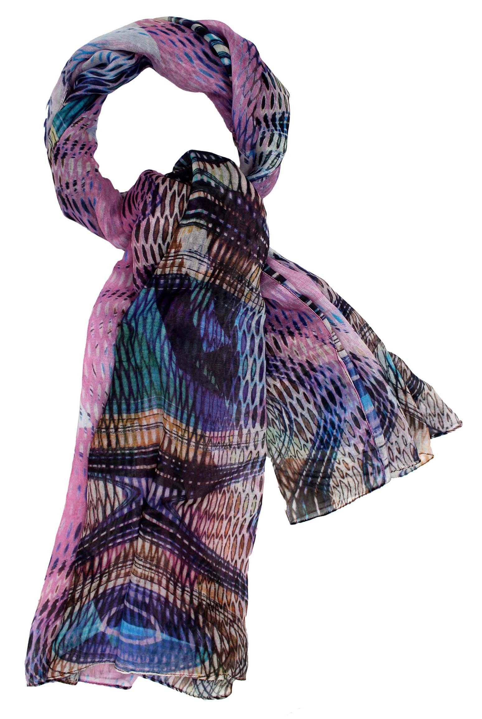 Peacock Feather Printed Scarf - Image 3