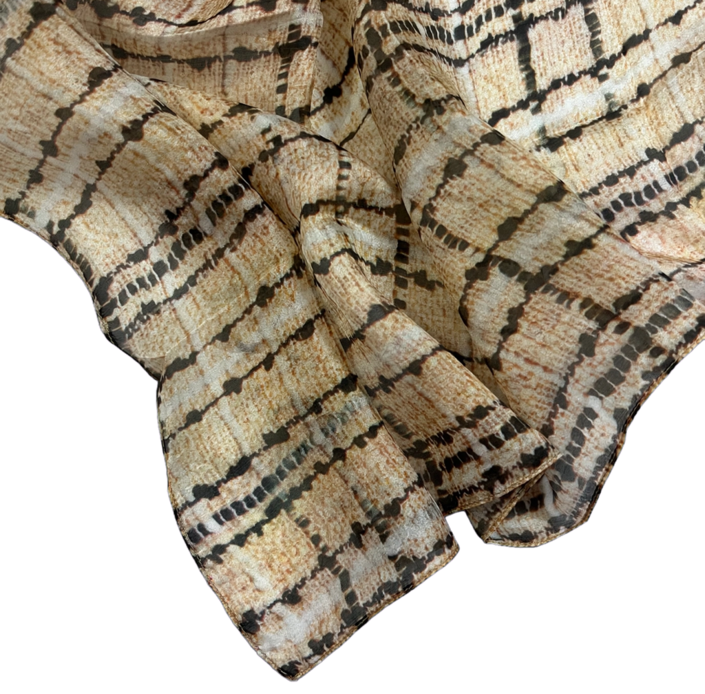 Mocha Windowpane Lightweight Silk Scarf – view 3