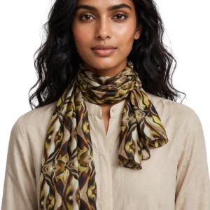 Olive Mosaic - Abstract Printed Pure Silk Scarf
